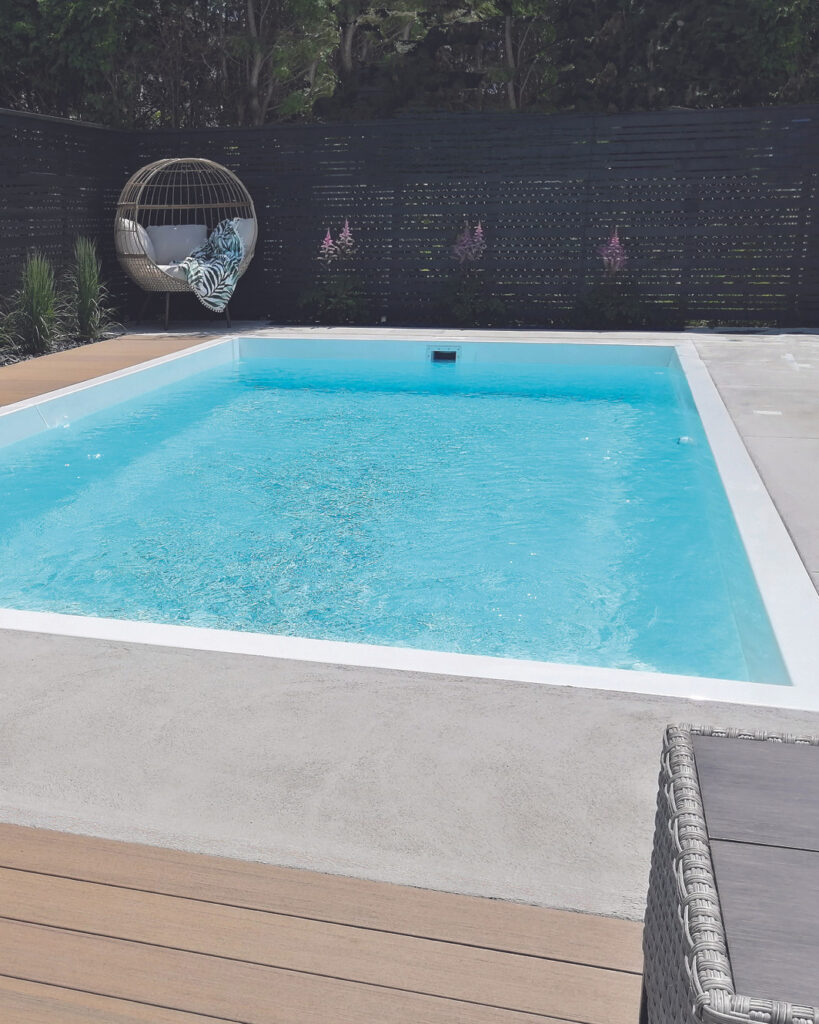 a mockup of the comleted pool installation